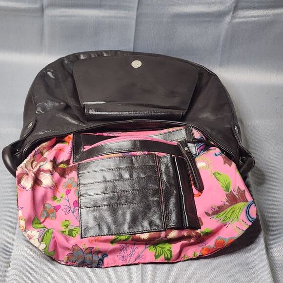 Latico Hobo Bag Dark Brown Leather Fold Over Flap Silhouette Braided Handle Chic - Picture 6 of 10